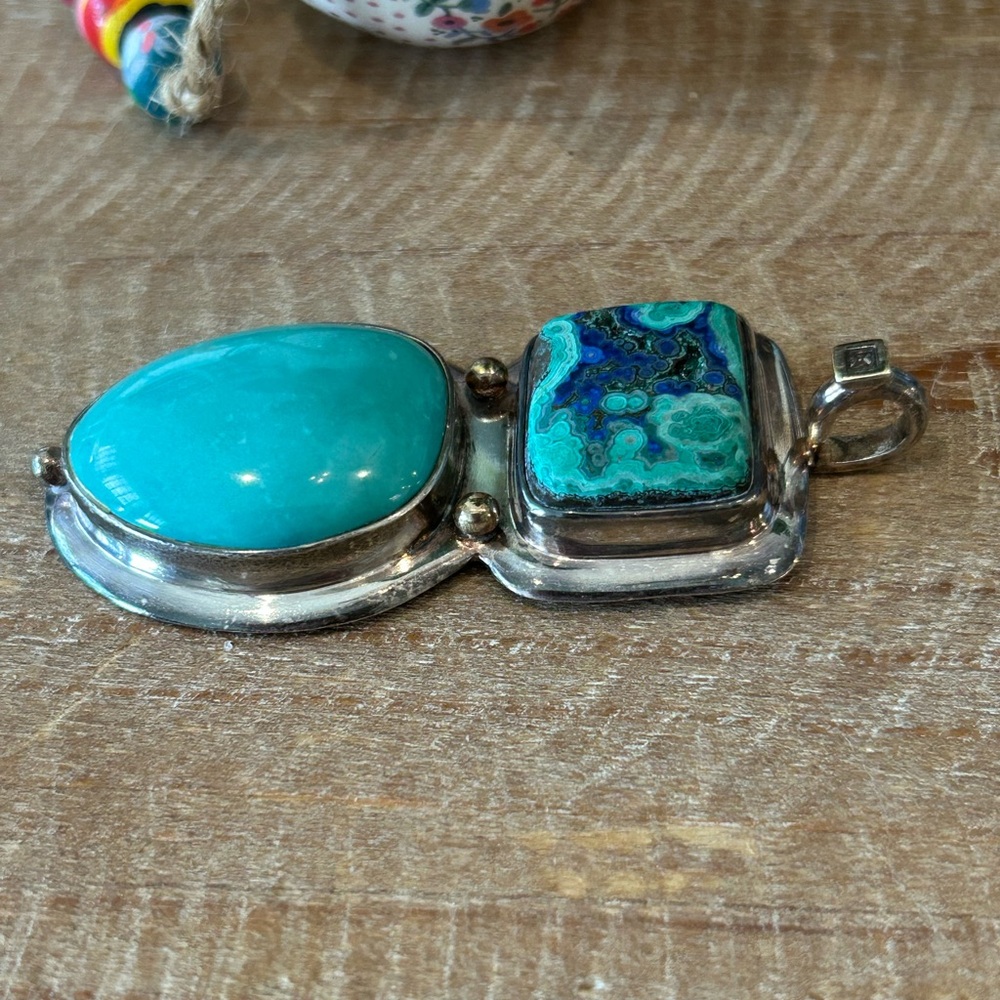 Sterling silver 925 turquoise pendant BoHo Southwestern XVN jewelry pendant only - Picture 7 of 9